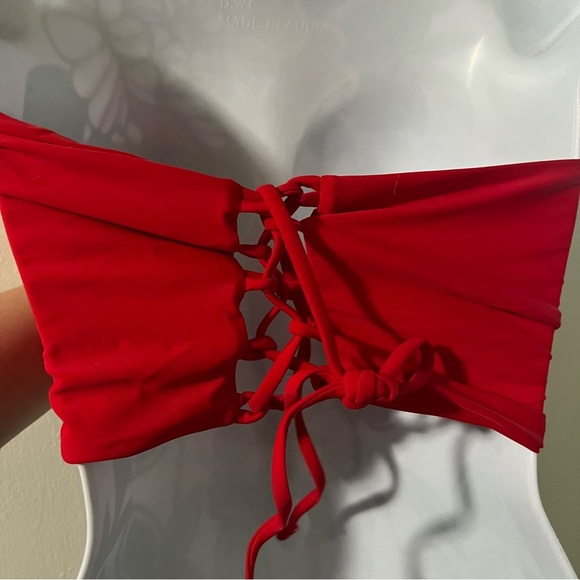 Shein Red Two Piece Swimsuit Bandeau Top - Picture 4 of 6